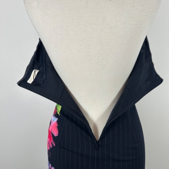 Ramy Brook Magnolia Embelished Midi Dress in Navy Pinstripe Size P $895 - Picture 11 of 14